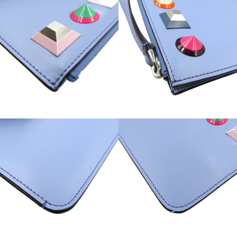 Fendi Pouch 8M0341 Leather Blue Multi Studs Women