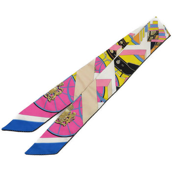 Hermes Scarf Silk Pink Twilly Pocket Women