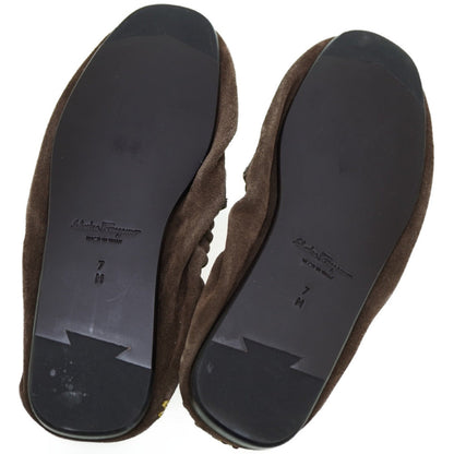 Salvatore Ferragamo Leather Shoes Suede Brown Fabrizio Tassel Loafers Mens 7 (M)