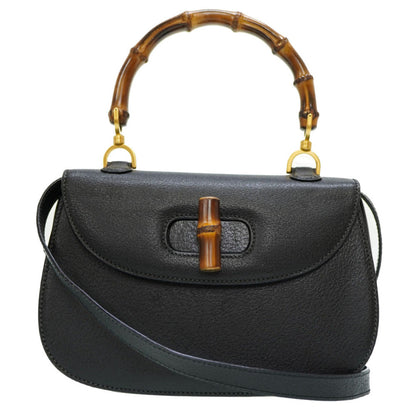 Gucci Handbag 000 46 0633 Leather Black Bamboo Women