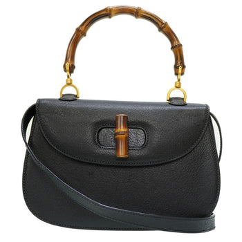 Gucci Handbag 000 46 0633 Leather Black Bamboo Women