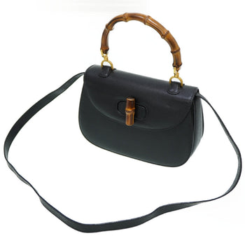Gucci Handbag 000 46 0633 Leather Black Bamboo Women
