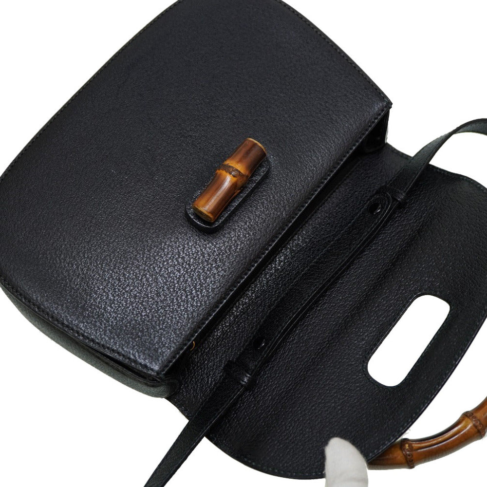 Gucci Handbag 000 46 0633 Leather Black Bamboo Women