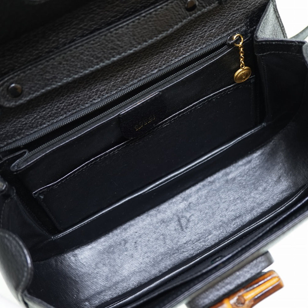Gucci Handbag 000 46 0633 Leather Black Bamboo Women