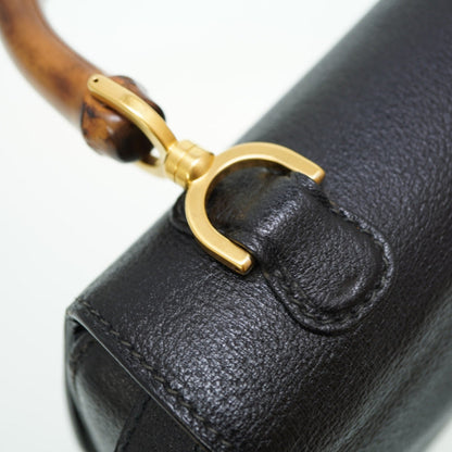 Gucci Handbag 000 46 0633 Leather Black Bamboo Women