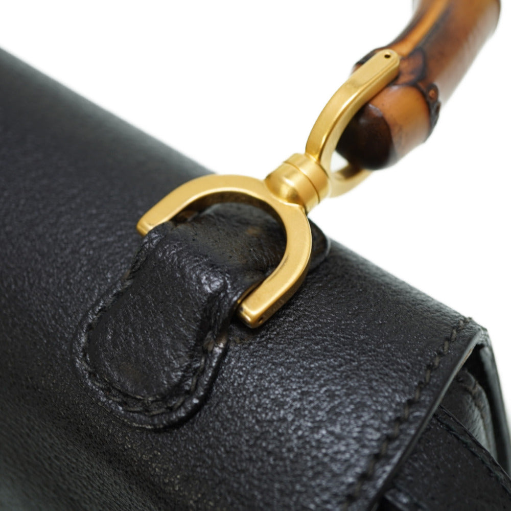 Gucci Handbag 000 46 0633 Leather Black Bamboo Women