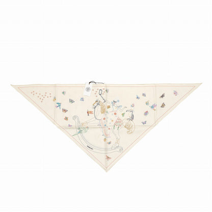 Hermes Scarf Silk Ivory Hermes Story Triangle Scarf Carre Women