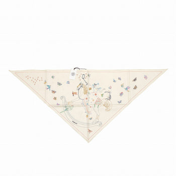 Hermes Scarf Silk Ivory Hermes Story Triangle Scarf Carre Women