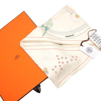 Hermes Scarf Silk Ivory Hermes Story Triangle Scarf Carre Women