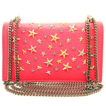 Jimmy Choo Shoulder Bag Leather Pink Star Studs Floria Women