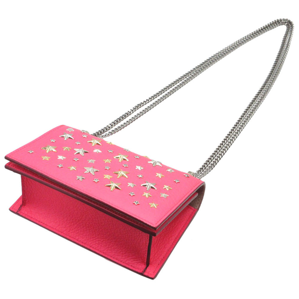 Jimmy Choo Shoulder Bag Leather Pink Star Studs Floria Women