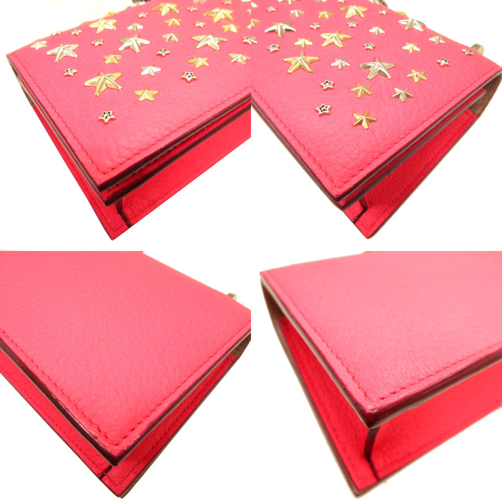 Jimmy Choo Shoulder Bag Leather Pink Star Studs Floria Women