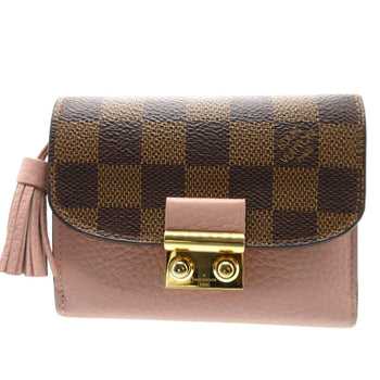 Louis Vuitton Tri-Fold Wallet N60208 Damier Canvas, Leather Magnolia Compact Wallet Damier