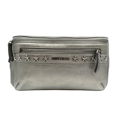 Jimmy Choo Sling Bag Leather Metallic Gray Mens Secondhand