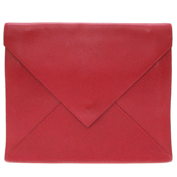 Hermes Clutch Bag Courchevel Red Vintage Mens