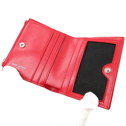 Saint Laurent Paris Bifold Wallet 538683 Leather Red Women