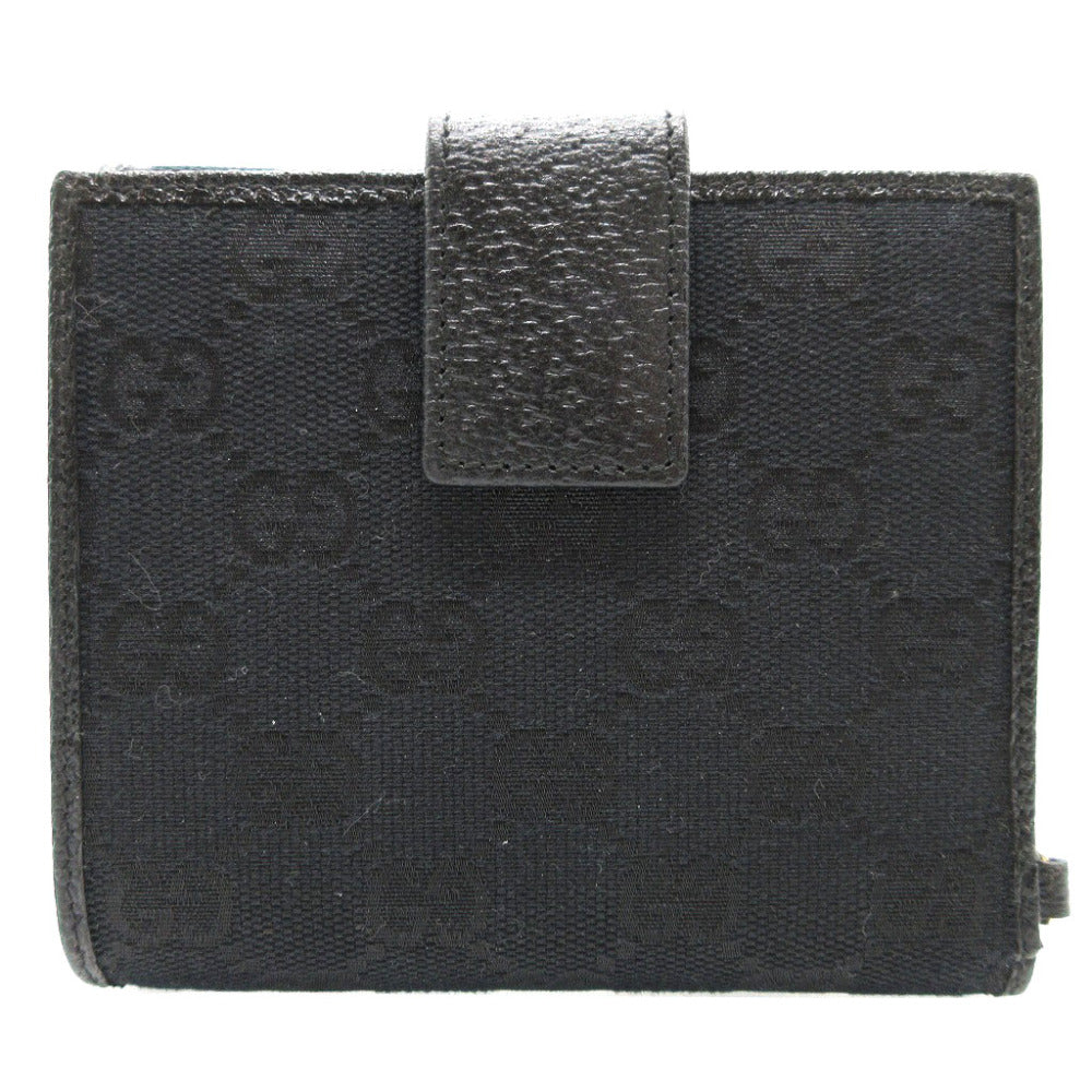 Gucci Bifold Wallet 154182 Gg Canvas, Leather Black W Hook Wallet Women