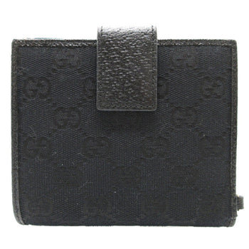 Gucci Bifold Wallet 154182 Gg Canvas, Leather Black W Hook Wallet Women