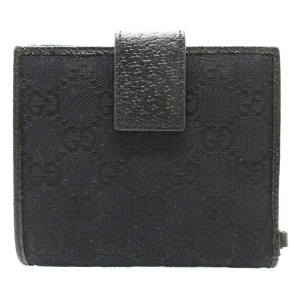 Gucci Bifold Wallet 154182 Gg Canvas, Leather Black W Hook Wallet Women