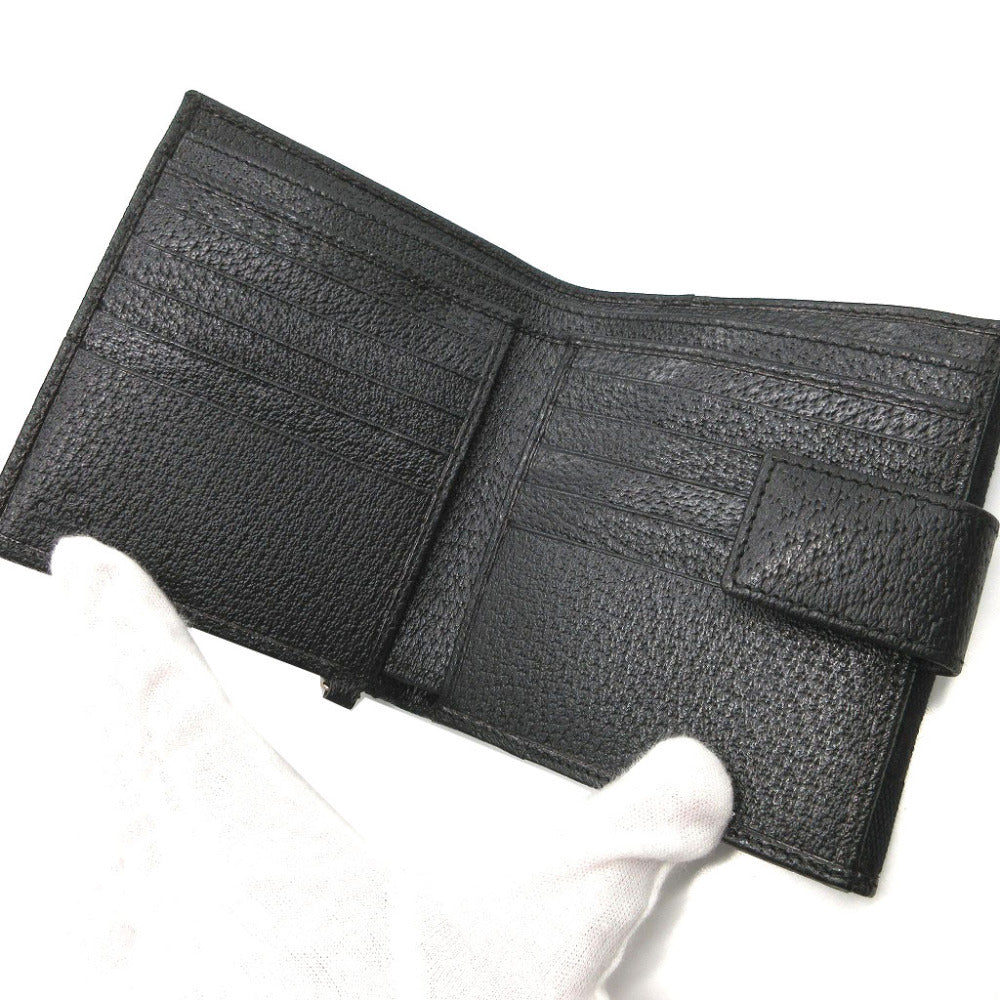 Gucci Bifold Wallet 154182 Gg Canvas, Leather Black W Hook Wallet Women
