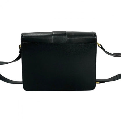 Yves Saint Laurent Shoulder Bag Leather Black Logo Women