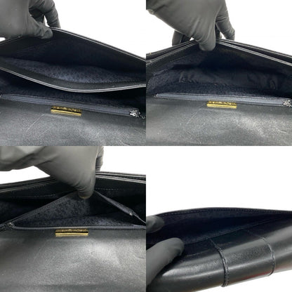 Yves Saint Laurent Shoulder Bag Leather Black Logo Women