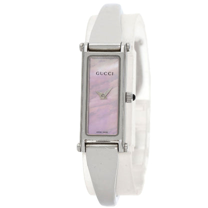 Gucci Watches Quartz 1500L Stainless Steel , Stainless Steel Silver Square Face Pink Shell Dial