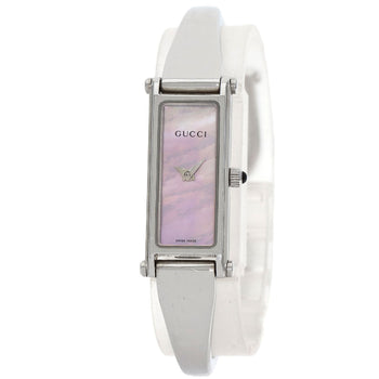 Gucci Watches Quartz 1500L Stainless Steel , Stainless Steel Silver Square Face Pink Shell Dial