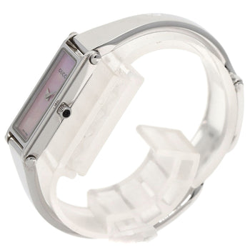 Gucci Watches Quartz 1500L Stainless Steel , Stainless Steel Silver Square Face Pink Shell Dial