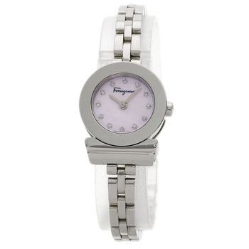 Salvatore Ferragamo Watches Quartz Stainless Steel , Stainless Steel Silver Gancini 12P Diamond