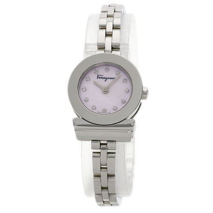 Salvatore Ferragamo Watches Quartz Stainless Steel , Stainless Steel Silver Gancini 12P Diamond