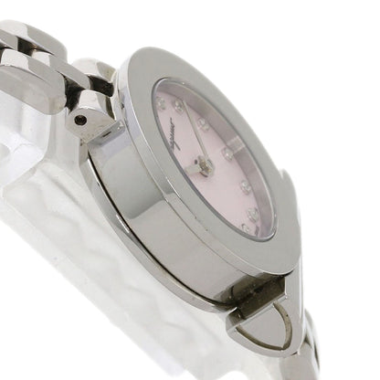 Salvatore Ferragamo Watches Quartz Stainless Steel , Stainless Steel Silver Gancini 12P Diamond