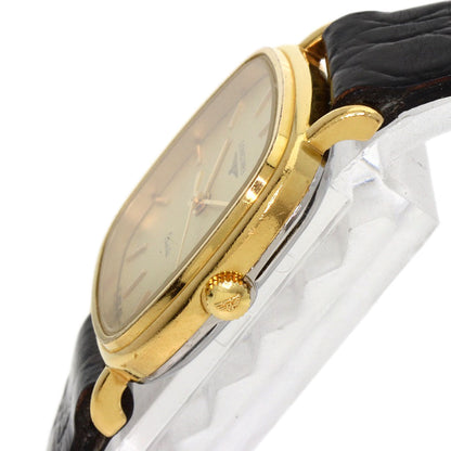 Longines Watches Quartz Gold Plated, Leather Gold Square Face Gold Dial Women