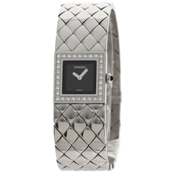 Chanel Watches Quartz H0489 Stainless Steel, Stainless Steel, Diamond Silver Matrasse Diamond Black