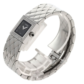 Chanel Watches Quartz H0489 Stainless Steel, Stainless Steel, Diamond Silver Matrasse Diamond Black