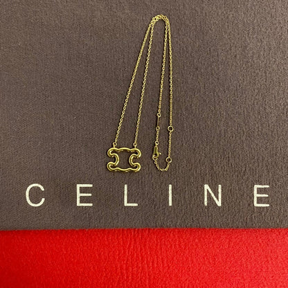 Celine Necklace Gold Plated Gold Triomphe Frame Women