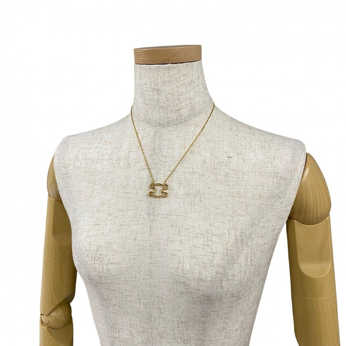 Celine Necklace Gold Plated Gold Triomphe Frame Women