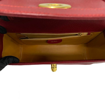 Gucci Shoulder Bag Leather Red Bamboo Old Gucci Women