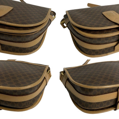 Celine Shoulder Bag Leather, Pvc Brown Macadam Blason Triomphe Pattern Women