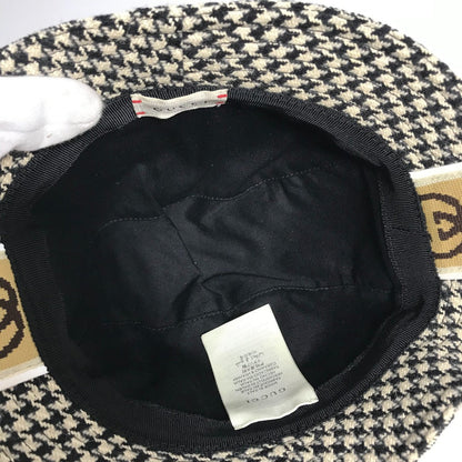 Gucci Hat Cotton Black Interlocking G Gg Houndstooth Mens L