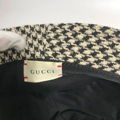 Gucci Hat Cotton Black Interlocking G Gg Houndstooth Mens L