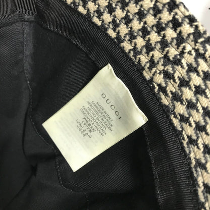 Gucci Hat Cotton Black Interlocking G Gg Houndstooth Mens L