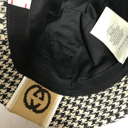 Gucci Hat Cotton Black Interlocking G Gg Houndstooth Mens L