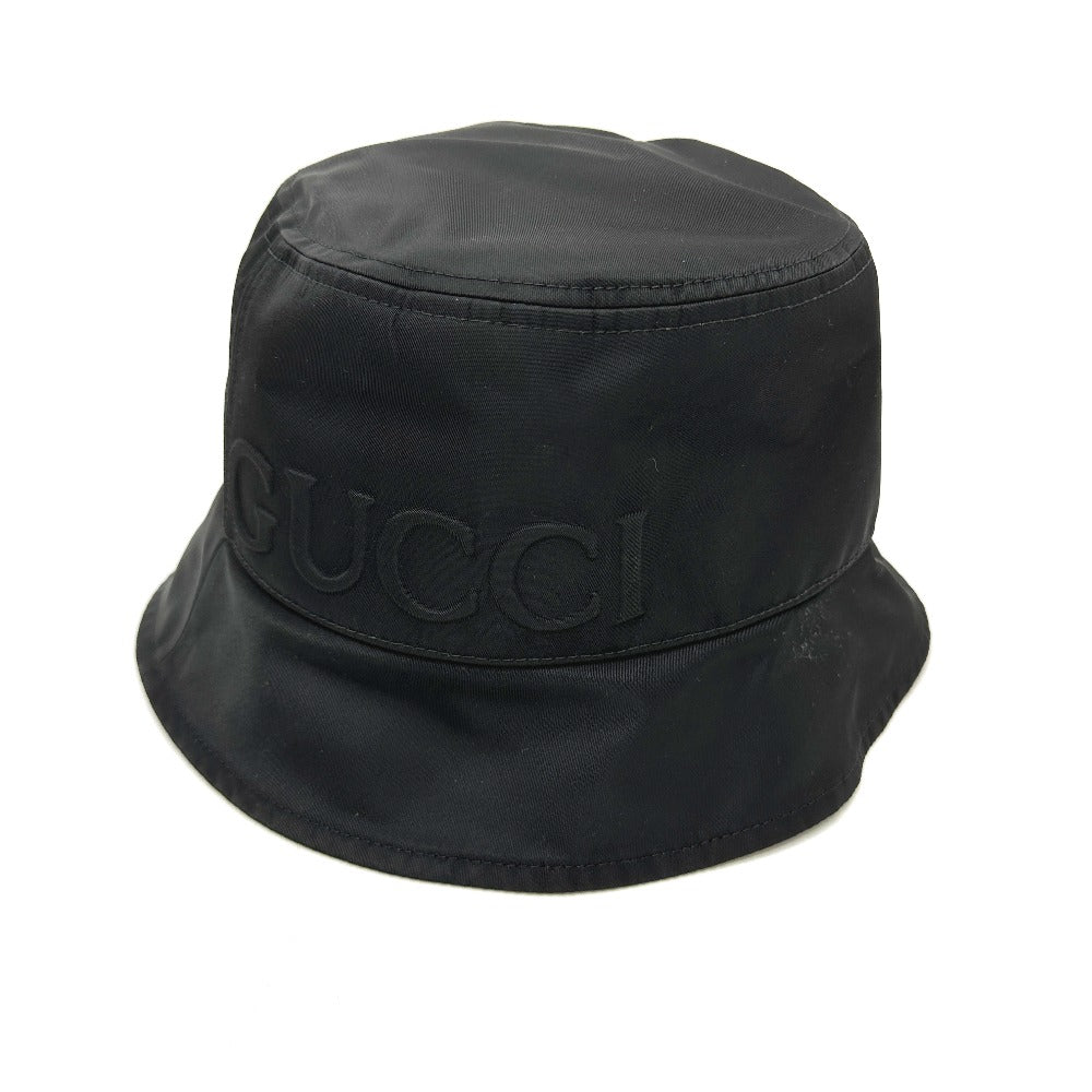 Gucci Hat 813534 Nylon Black Hats Logo Bucket Hat Logo Embossing Xl