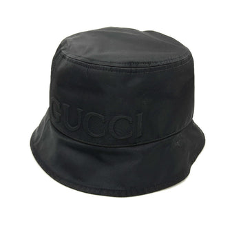 Gucci Hat 813534 Nylon Black Hats Logo Bucket Hat Logo Embossing Xl
