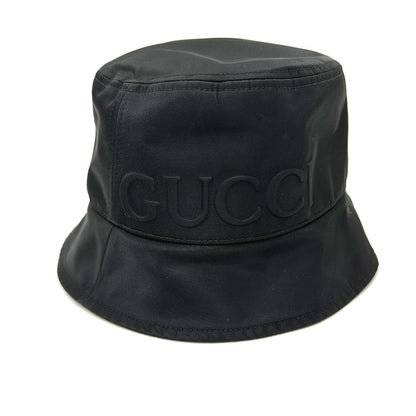 Gucci Hat 813534 Nylon Black Hats Logo Bucket Hat Logo Embossing Xl