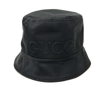 Gucci Hat 813534 Nylon Black Hats Logo Bucket Hat Logo Embossing Xl