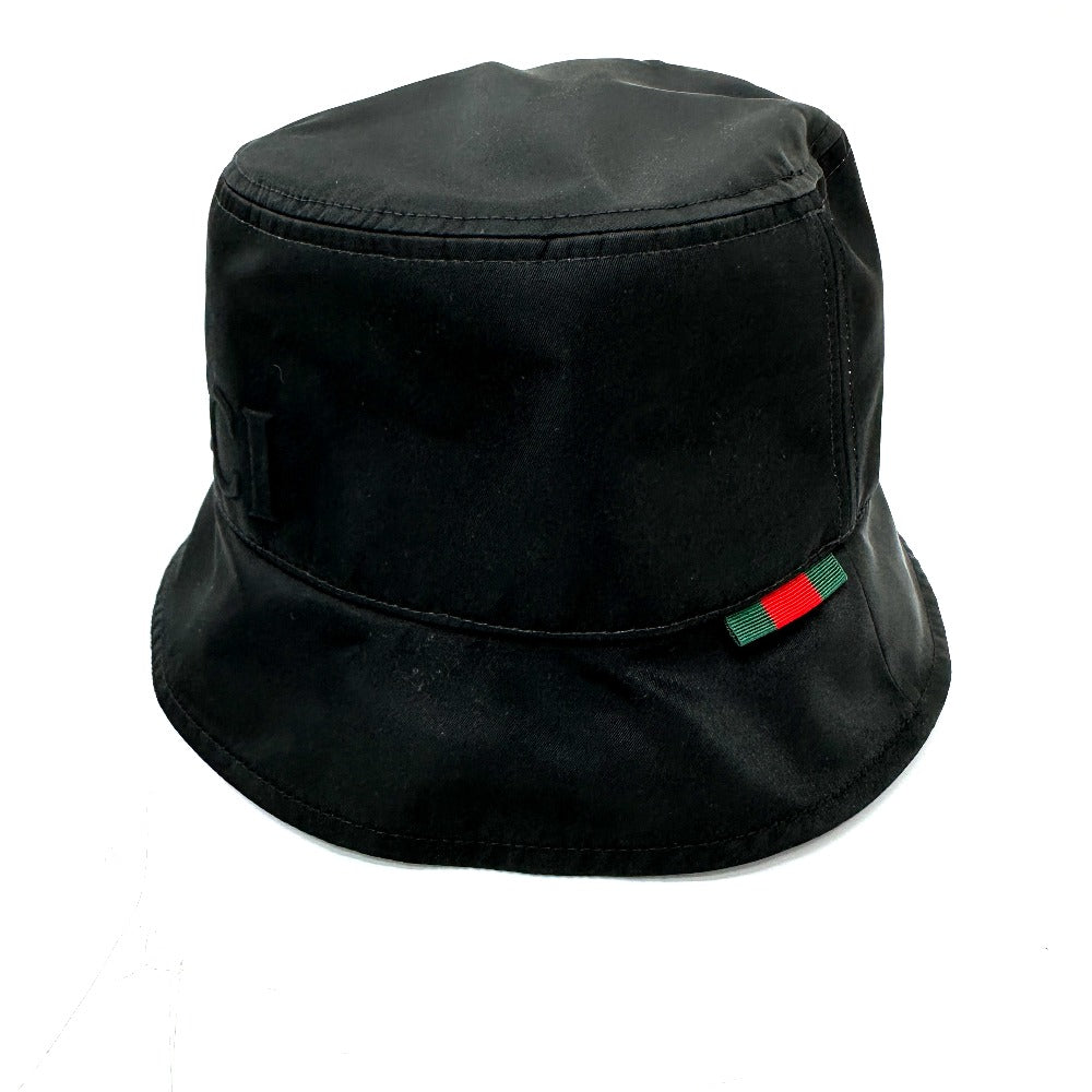 Gucci Hat 813534 Nylon Black Hats Logo Bucket Hat Logo Embossing Xl