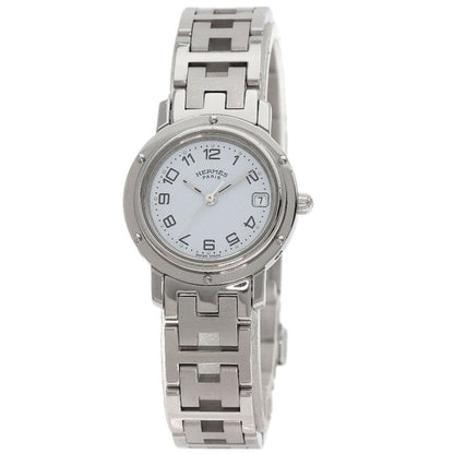 Hermes Watches Quartz Cl4.210 Stainless Steel , Stainless Steel Silver Clipper White Dial Women