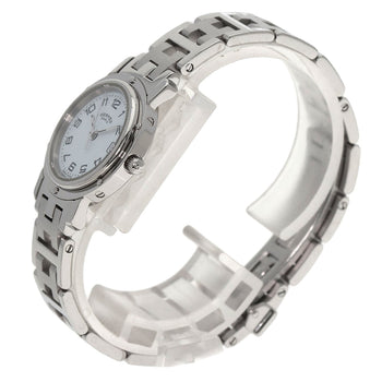 Hermes Watches Quartz Cl4.210 Stainless Steel , Stainless Steel Silver Clipper White Dial Women